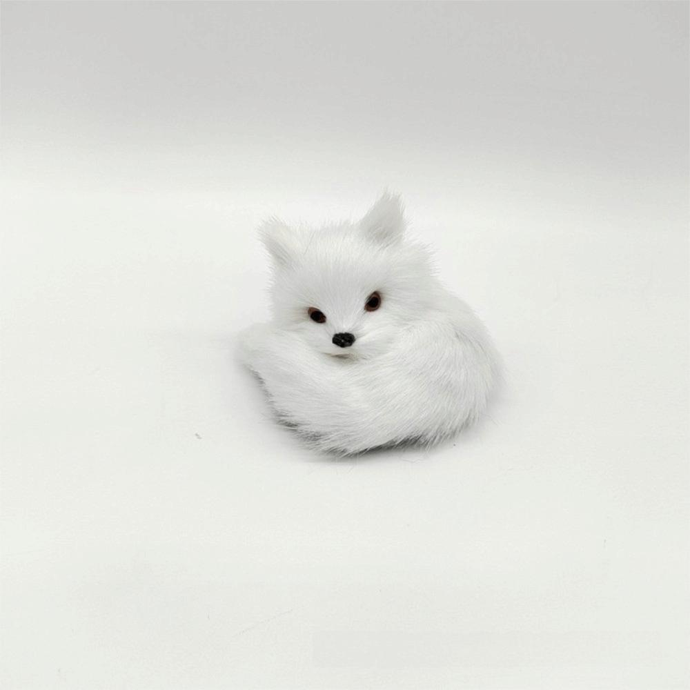 Figurine Plush Fox Doll Toy Artificial Animal Squatting Sitting Fox Model Window Display