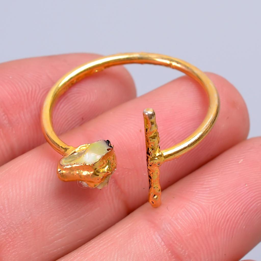 Эфиопский опал камень позолоченное новое гальванопластическое элегантное кольцо вечности ювелирное изделие V-61