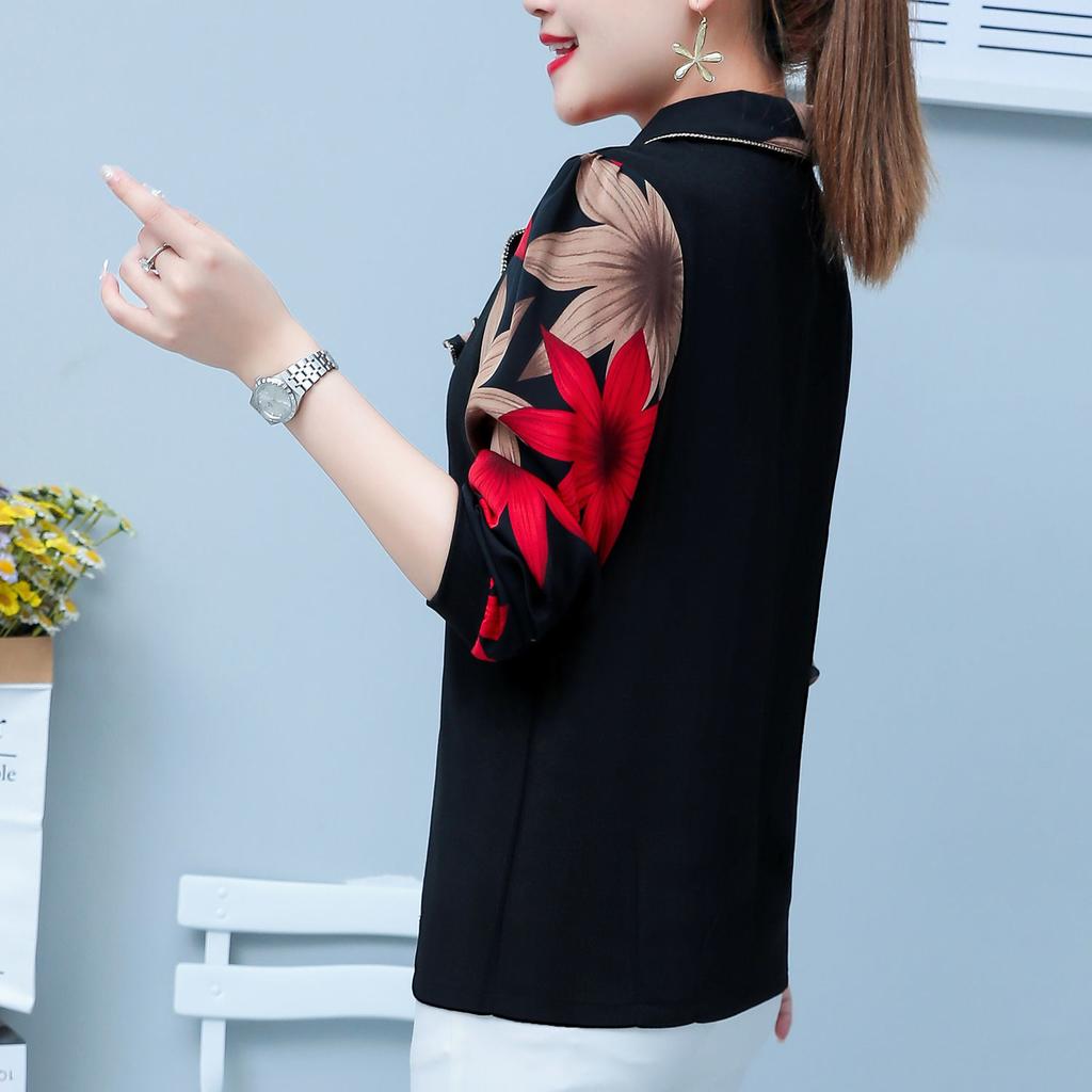 M-5XL, весенне-осенняя новая женская рубашка поло, модная блузка с длинными рукавами для мам, свободная футболка с принтом