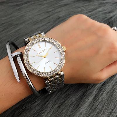 CONTENA Fashion Luxury Silver Watch Women Watches Rhinestone Women's Watches Ladies Watch Stainless Steel Clock Reloj Mujer