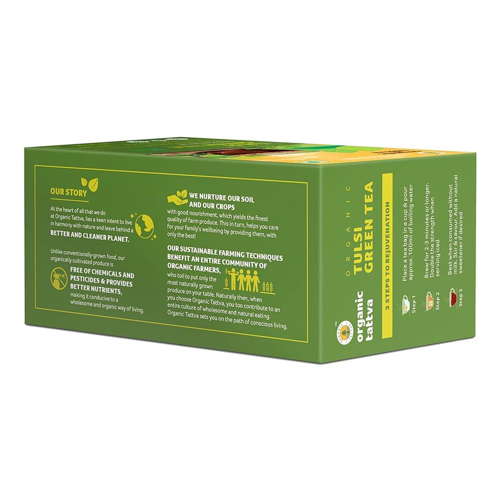 Зеленый чай с Тулси (20 пак, 2 г), Organic Tulsi Green Tea,  Organic Tattva
