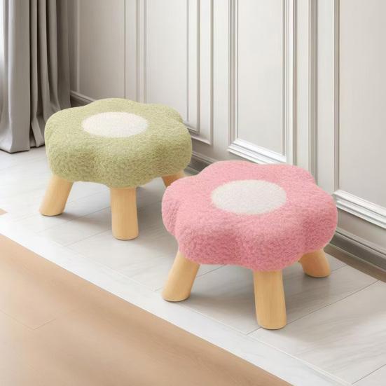 Цветочный табурет с деревянными ножками, подушка из облачного бархата, подставка для ног, табурет для гостиной, спальни, дивана, софы, под стол, мягкое сиденье, туалетный табурет