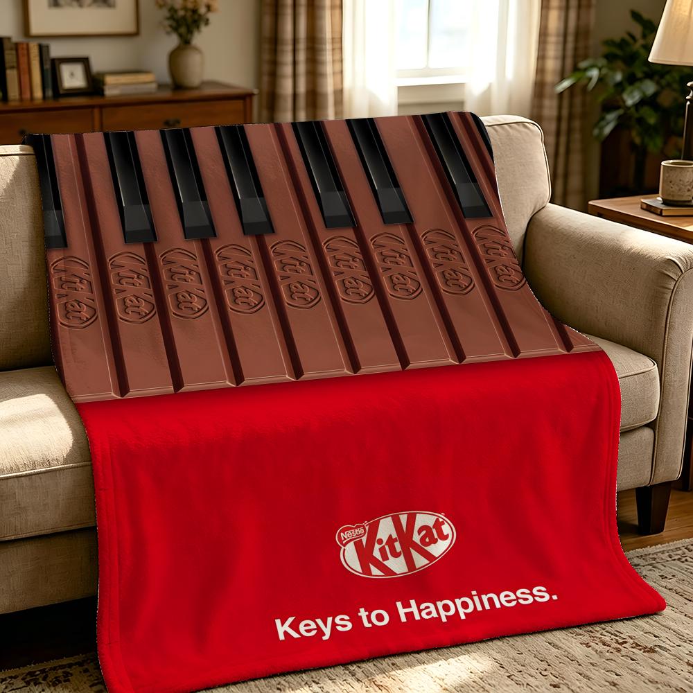 Еда K-KitKat-t Бросок Толстое Уютное Фланелевое Одеяло, Многоцелевое Использование В помещении На улице Ежедневный Сон
