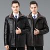 Genuine Leather Jacket Men's Fur Integrated Velvet Thickened Middle-aged Dad Genuine Leather Jacket