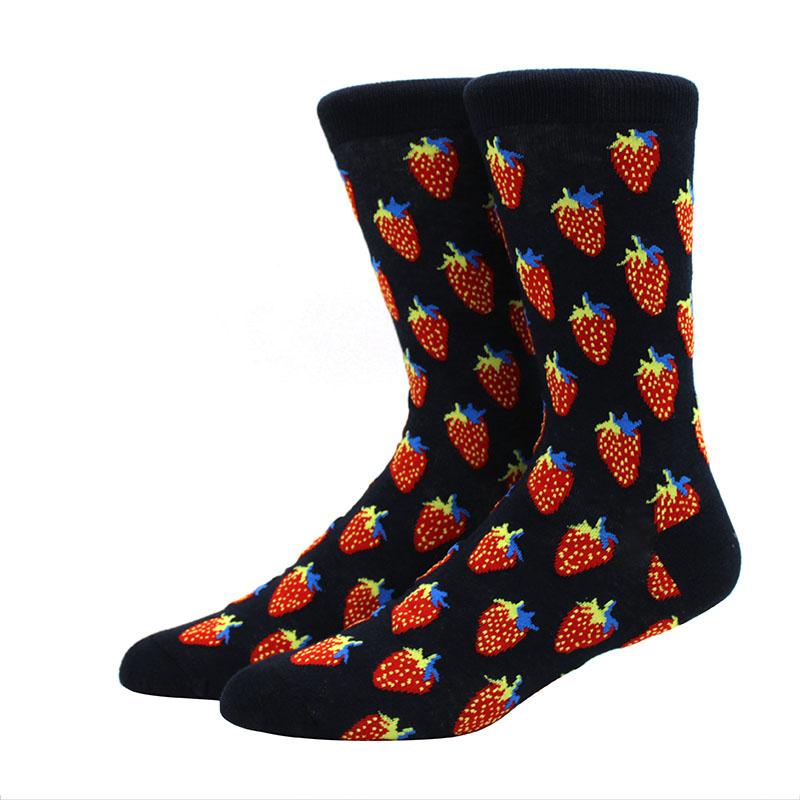 1 пара забавных мужских носков с рисунком фруктов, бананов, фламинго, лимонов, яиц, ленивцев, пиццы, счастливых носков для скейтбординга в стиле Харадзюку
