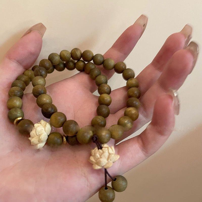 Wooden Beaded Lotus Bracelet Girl's New Chinese Style Bracelet Zen Niche Vintage Bracelet Girlfriend