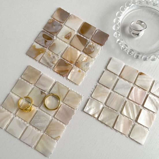 Натуральная ракушка квадратная подставка мозаика теплоизоляция украшение дома салфетки реквизит для фотографий коврики для семейного обеденного стола кофейня