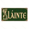 Vintage Irish "SLAINTE CHEERS" Metal Wall Sculpture (12×6in) | Black Beer Decor, Halloween & Christmas Gift