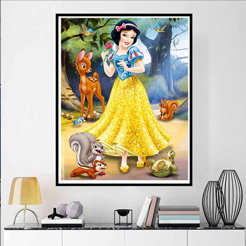 Disney Алмазная живопись Белоснежка и Лесные Друзья Тематическая Иллюстрация 5D Вышивка Крестом Подвесной Принт 5D Пазл Мозаика Вышивка Домашний Декор