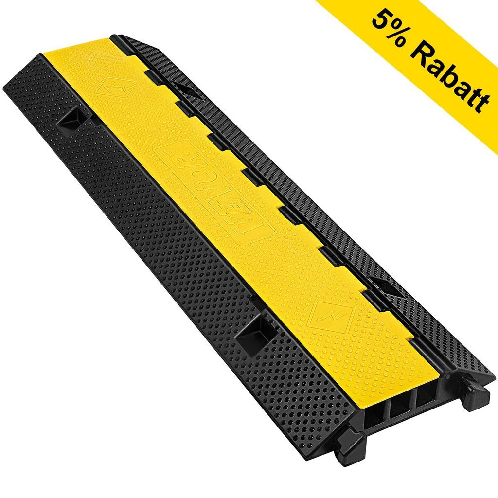3 Channel Rubber Cable Protector Ramp 1.2 x 1.2 Inch Channel Heavy Duty Cable Wire Cord Cover Ramp Speed Bump Driveway Hose Cable Ramp Protector