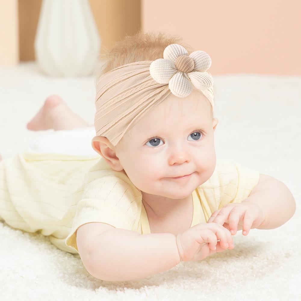 Мягкий нейлоновый платок, 1 шт., подходит для новорожденных девочек, повязка на голову с цветком, эластичная повязка для волос, тюрбан, аксессуары для волос для малышей