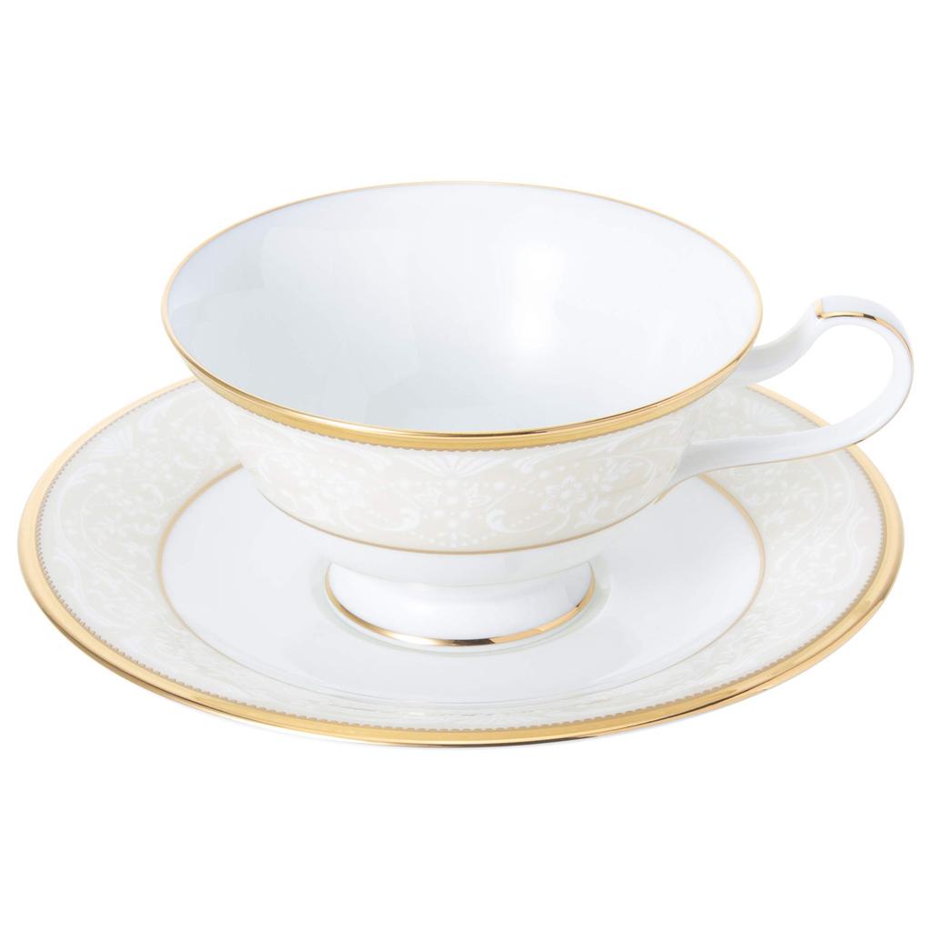 Noritake White Palace Bone China Cup Saucer Set Coffee and 220cc & (Pair) (For Tea) (P59587/4753)