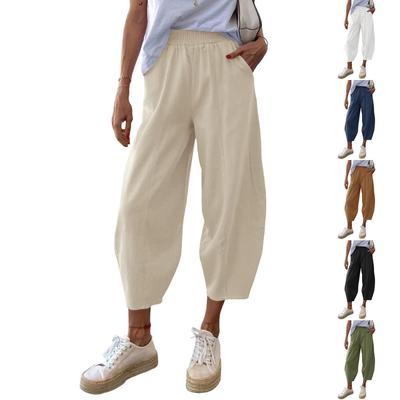 Женские однотонные брюки с плиссированной талией, свободные, с широкими штанинами и прямыми штанинами