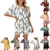 Women's Casual 2 Piece Short Sleeve Top And Shorts Matching Pajamas Set