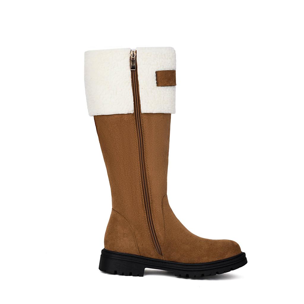 Krazing Po Flock Fur Keep Warm Winter Round To Western Boots Size 44 Size 48 Size 47 Chunky Heels Knee Boots