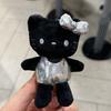 Sanrio Hello Kitty Plush Keychain With Silver Bow For Bag Decor And Collecting