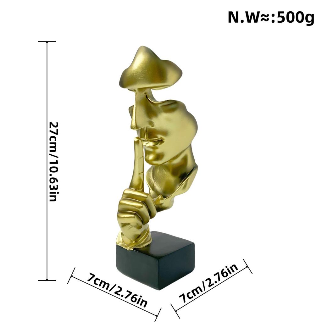 Европейская тишина - золотая фигура, абстрактная статуя, украшение из смолы для гостиной, офиса, рабочего стола, украшения, принадлежности