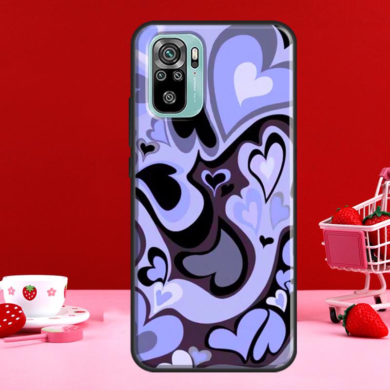 Коричневый Фиолетовые Сердца С Вихревым Узором Чехол Для Xiaomi Redmi Note 11 Pro Note 10 9 8 Pro 11S 9S 10S Чехол Для Redmi 10 9 9A 9C 9T