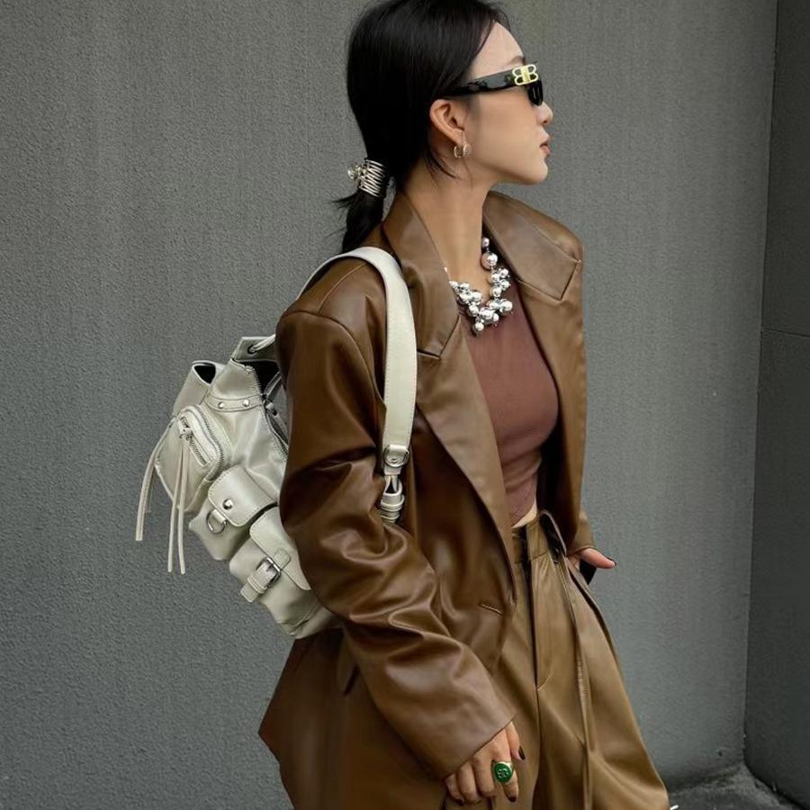 Большая вместительная сумка для байкера с несколькими карманами, женская сумка через плечо из искусственной кожи Y2K для подмышек