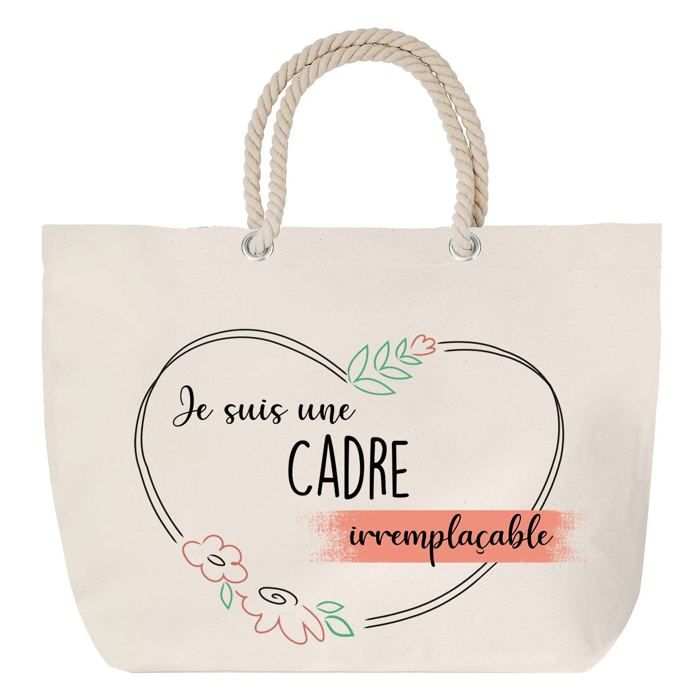 Sac de plage - PLANETEE - Grand anse corde - Coton - Personnalisé (message imprimé) - Fabriqué en France