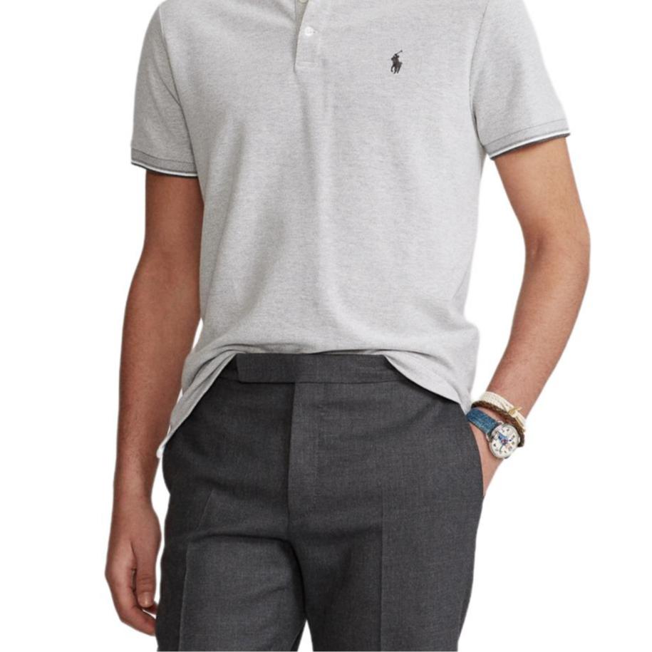 Polo Ralph Lauren Ss24 Вышитая рубашка поло с логотипом Pony Мужские рубашки поло Светло-серый 710837391-003