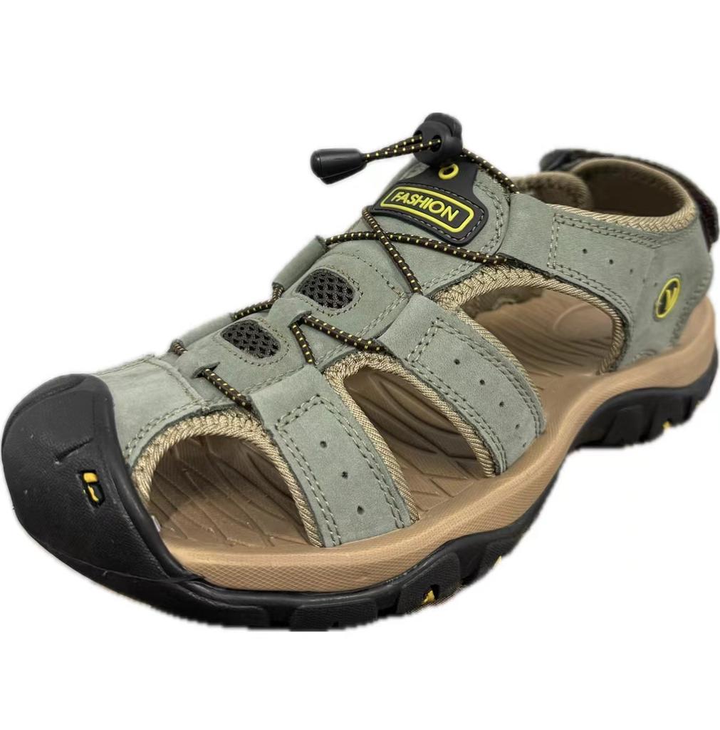 Мужские сандалии, летние дышащие пляжные сандалии для мужчин, высококачественная натуральная кожа, мужская повседневная обувь, модная римская обувь ручной работы