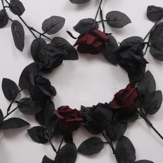 10 шт. искусственных роз, искусственная роза с гибким стеблем, реалистичные черные, темно-красные искусственные розы для украшения стола, украшения для дома, вечеринки, свадьбы