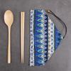 Wooden Cutlery Sets With Spoon Fork, Environmentally Friendly, Travel Portable, Tableware, Chopsticks, Cloth Bag