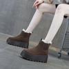 Женские зимние сапоги, короткие сапоги на маленькой толстой подошве с внутренней платформой, увеличивающей рост, теплые и пушистые, повседневные, женские сапоги