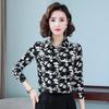 Женская осенняя рубашка из шифона с цветочным принтом и длинными рукавами в стиле ретро