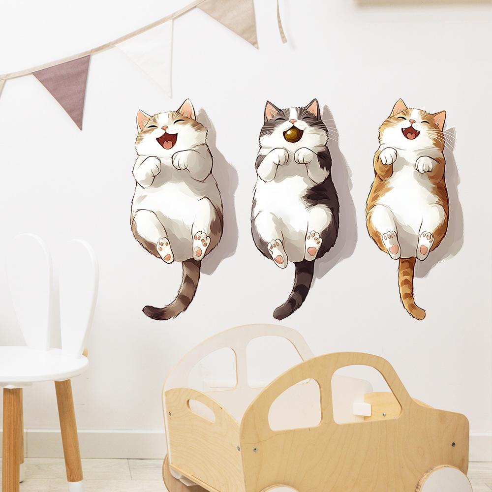 Три маленьких толстых кота спальня гостиная домашний фон украшение украшение настенные наклейки