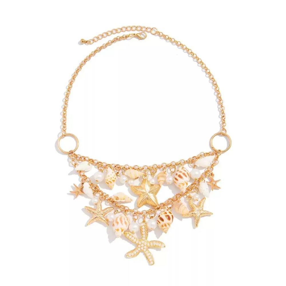 Conch Shell Multilayer Necklace Pearl Shell Clavicle Necklace Trendy Clavicle Chain Women Ladies