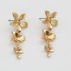 Three Metal Flowers Earrings For Women Long Drop Fashion Cute Jewelry Trendy Textured New Designs Gifts Party Accessories MQ012
