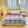 Modern Colorful Grid Printed Duvet Cover Set 100% Cotton 3Pcs Simple Geometric Easy Care, Breathable Quilt Cover for All Season