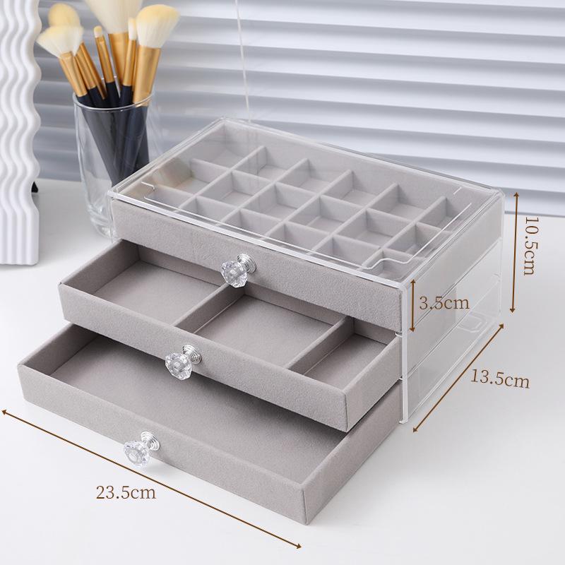 Бархатная шкатулка для украшений с антиокислительным покрытием, прозрачное акриловое хранилище для сережек, ожерелий и колец