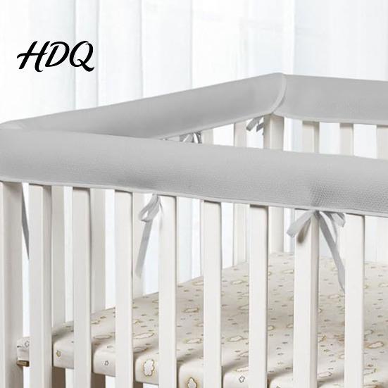 Crib Bumper With Fixing Straps 1 Set Breathable Mesh Rail Cover Soft