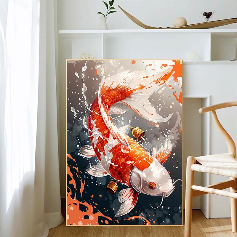 5d DIY Diamond Painting Cross Stitch Koi Goldfish Diamond Embroidery Mosaic Animal Full Round Drill Home Decor