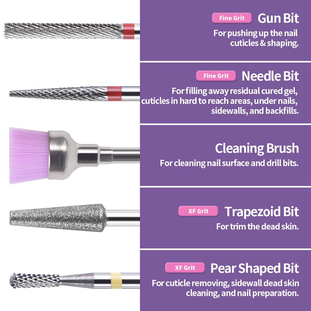 kads 10 шт., алмазные фрезы для дизайна ногтей, маникюрные сверла для ногтей, инструменты для удаления геля, инструменты для очистки кутикулы