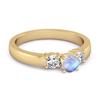 Moonstone Elegant Three Stone Ring - 925 Sterling Silver Gold Vermeil