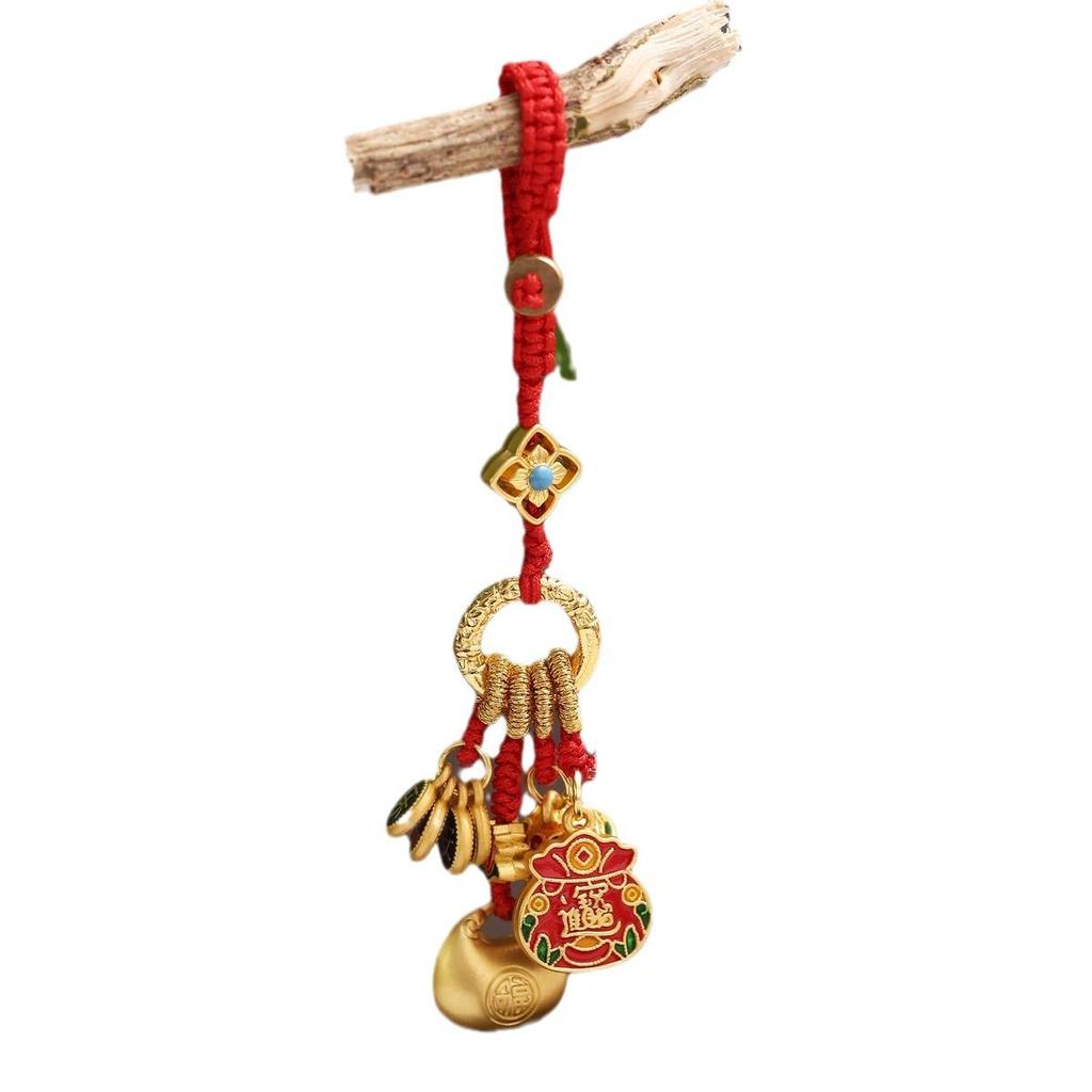 Китайский старинный французский модный брелок с предсказанием судьбы и сплетенным вручную мешочком для благословения