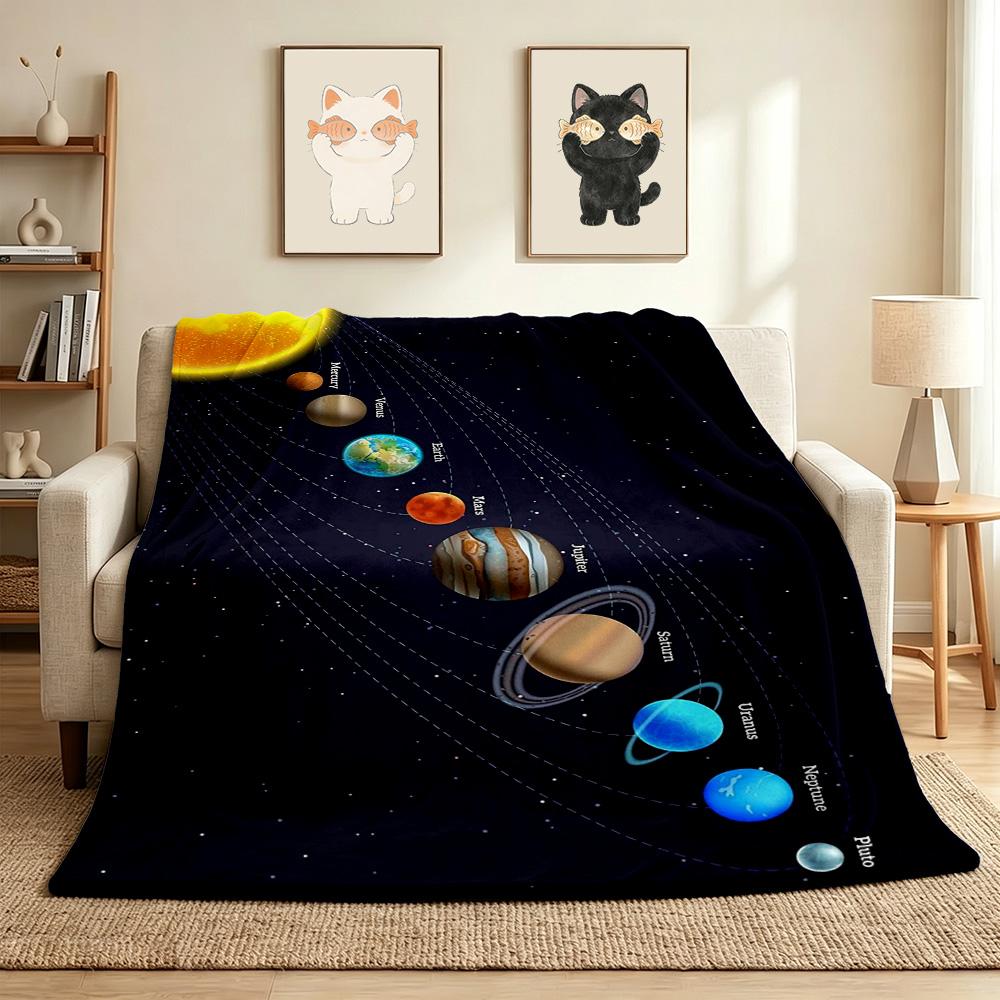 Solar System Flannel Blanket Throw Blanket Soft Warm Sofa Bed Camping Car home Decor Unique Christmas Gift C9302231