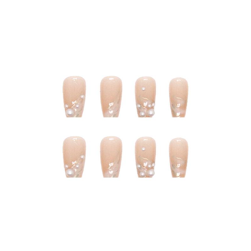 Artificial Nails Diamond Style Wearable Nails, Finished Fake Nails, Nail Art Pieces, Innocent Girls Look White and Translucent