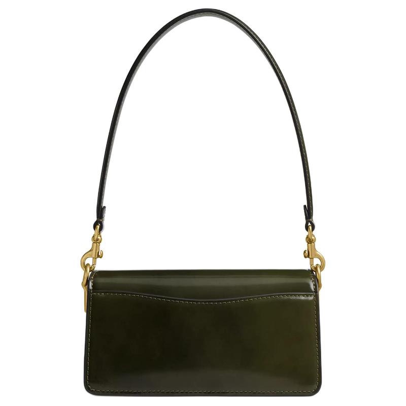COACH Tabby 20 Removable Shoulder Strap in Metallic Finish Calfskin Shoulder Bag Small Women's Olive