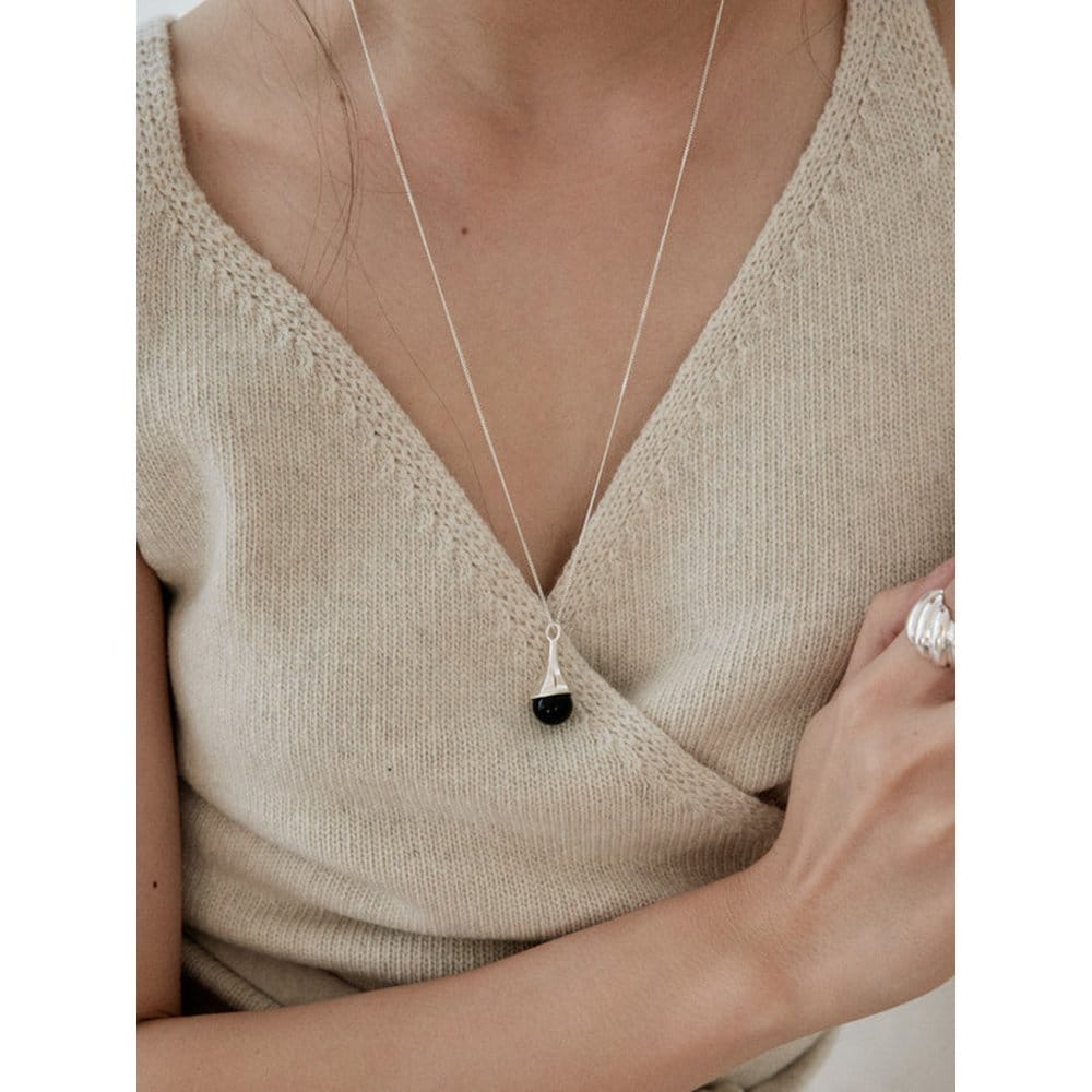 Onyx Bell Drop Necklace