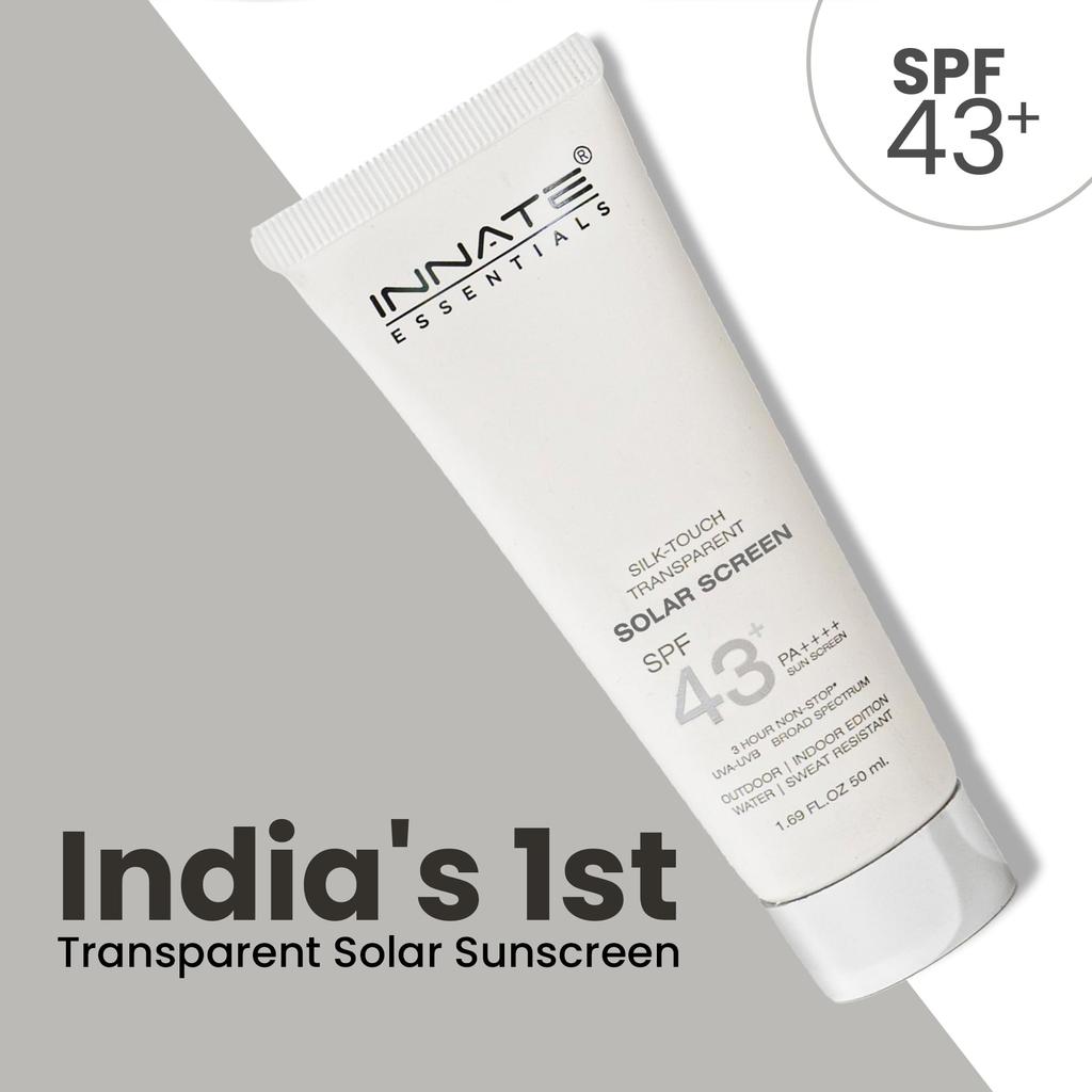 INNATE ВЫ КРАСИВЫ Прозрачный солнцезащитный крем с эффектом шелка SPF 43+ PA++++ для унисекс - 50 мл|Широкий спектр защиты UVA/UVB, Некомедогенный