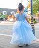 Платье Золушки, детское платье, комплект с тиарой, детский костюм для косплея, синий, цельный, сценический костюм для мероприятий, маскировка, представление, маскарад, Рождество, Хэллоуин