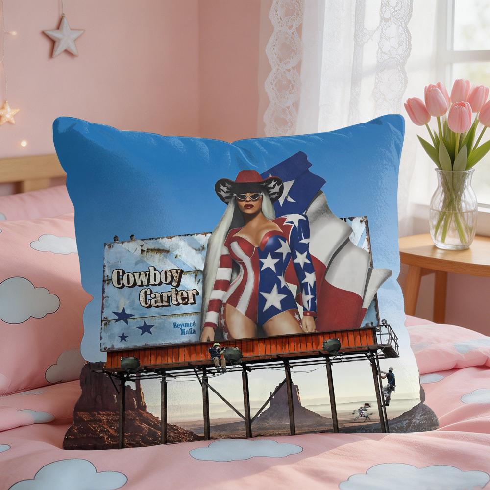 Singer CBeyonce Cowboy Carter Cushion Cover Square Short Plush Pillow Case Living Room Sofa Home Decor Funda X