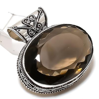 Дымчатый Топаз Ручной работы Ювелирная подвеска из серебра 925 пробы 1,58" L4B81