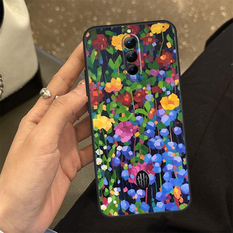 Яркий чехол-пенал с рисунком цветов для ZTE Nubia Red Magic 11 10 9 8 8S 9S 10S Pro Plus 6 7 6S 7S RedMagic 10 Air