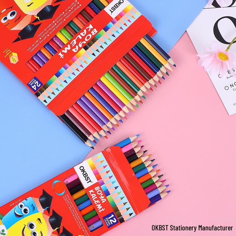 Oil-Based Colored Pencil Set for Children - Available In 12, 18, 24, and 36 Colors - Ideal for Elementary School Drawing